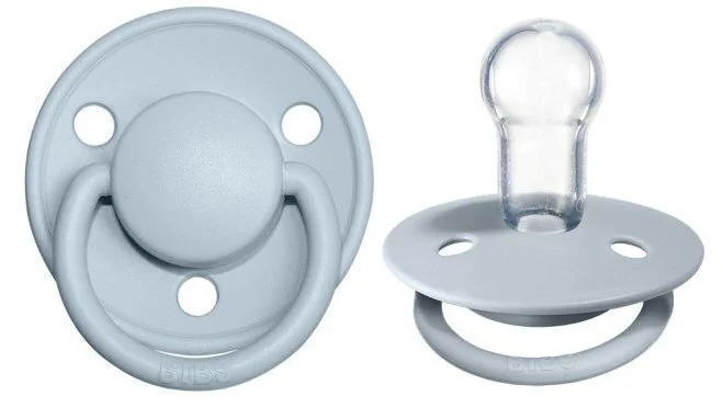 Suzeta rotunda BIBS De Lux Baby Blue din silicon (0-36 luni) foto