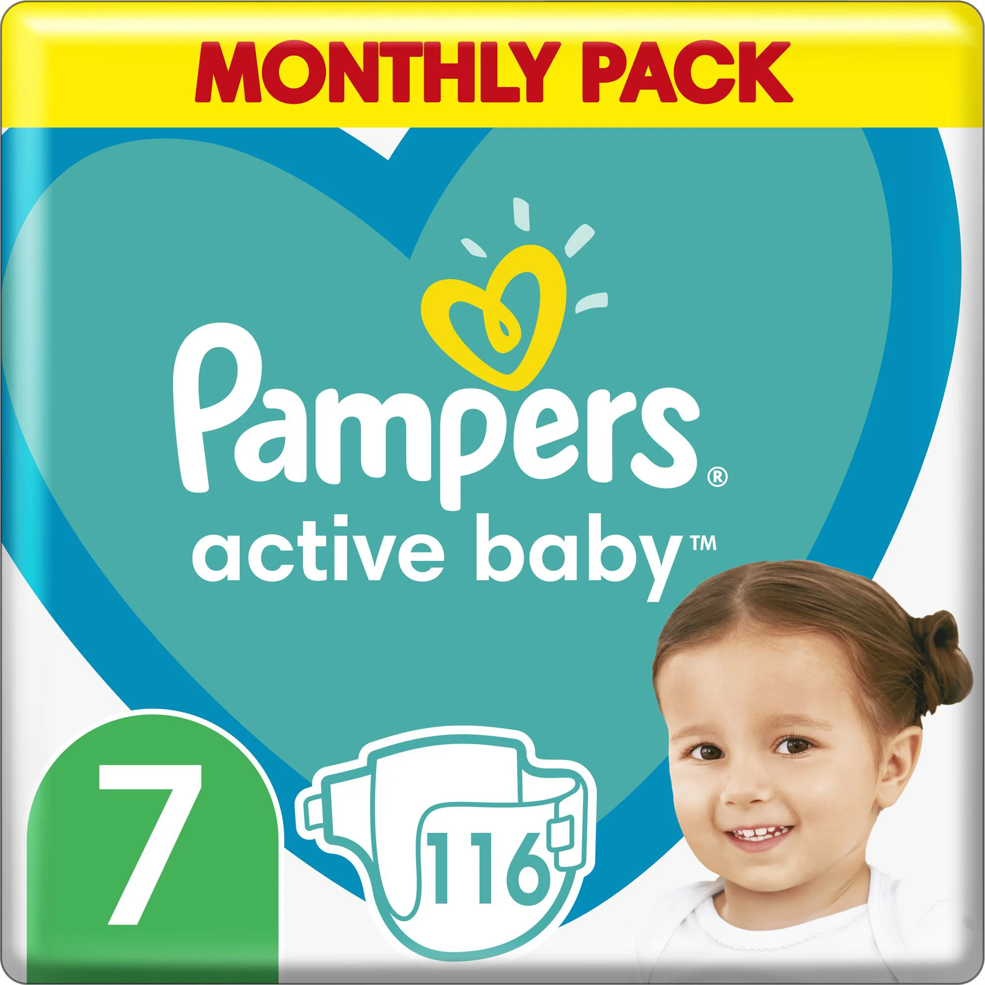 Подгузники Pampers Active Baby 7 Extra Large XXL Box (15+ кг), 116 шт. foto