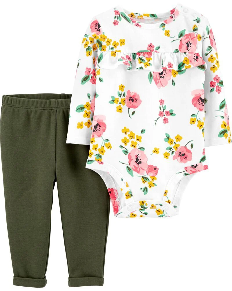 Carter's Set 2 piese body si pantaloni Flori foto