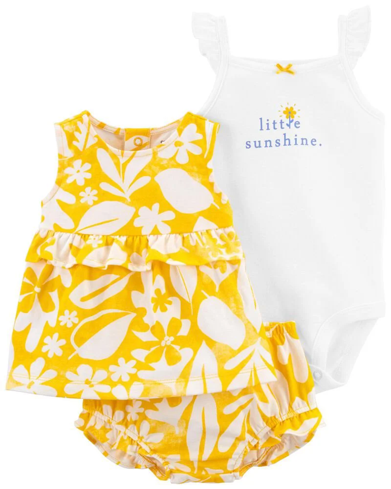 Carter's Set 3 piese Body, tricou si pantaloni scurti Floral