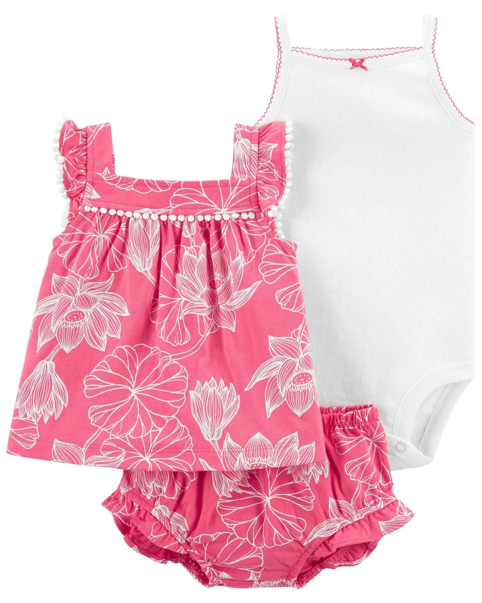 Carter's Set 3 piese Body, tricou si pantaloni scurti cu volanase foto
