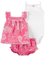 Carter's Set 3 piese Body, tricou si pantaloni scurti cu volanase