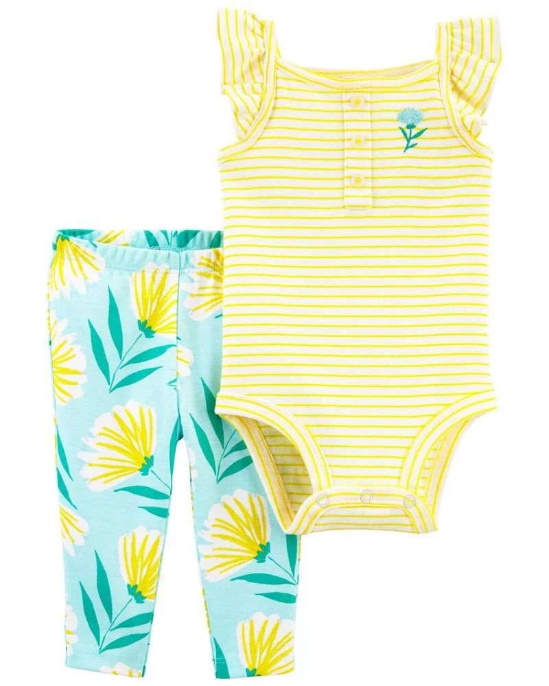 Carter's Set 2 piese Body si pantaloni cu flori foto