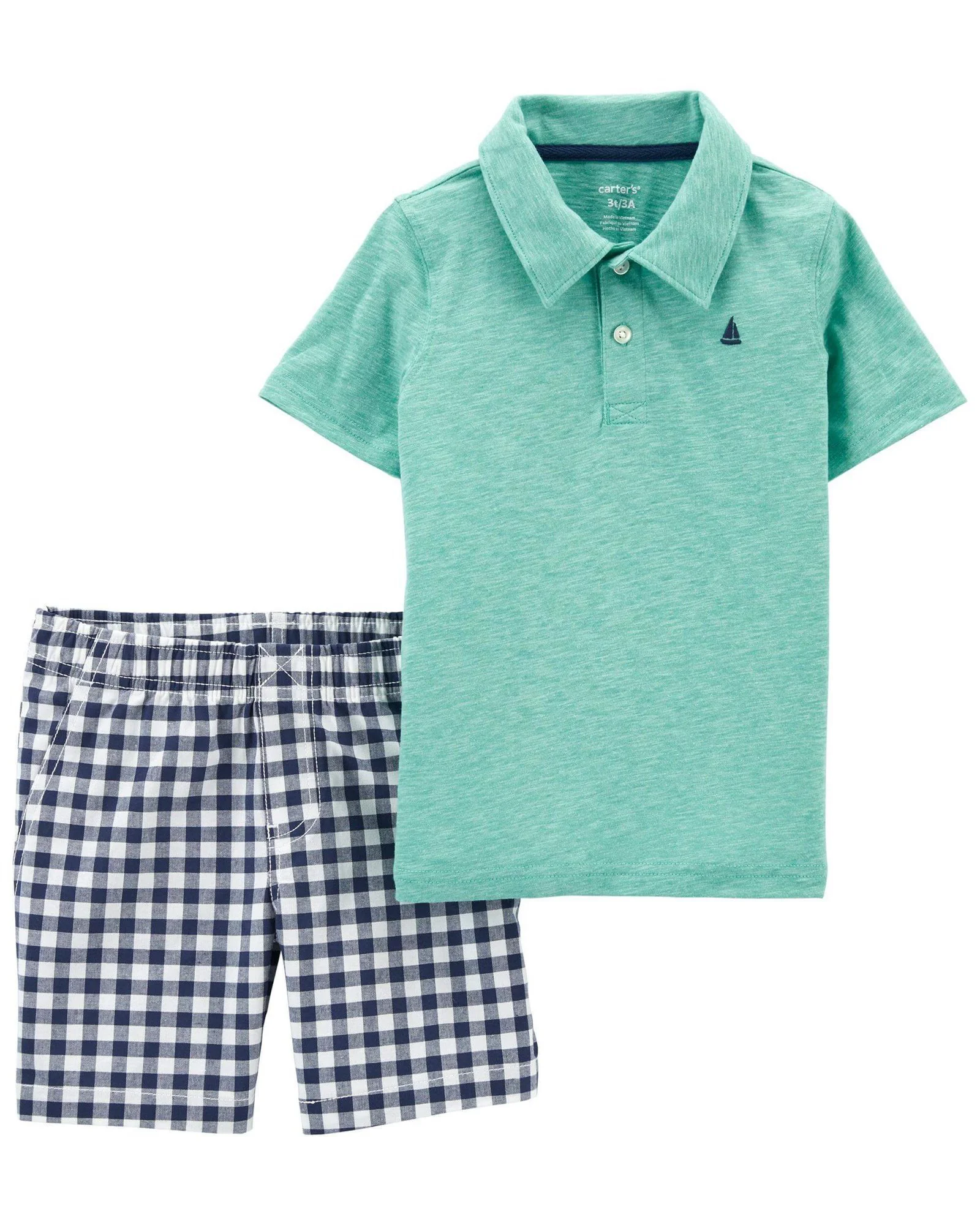 Carter's Set 2 piese Tricou si pantaloni scurti in carouri foto