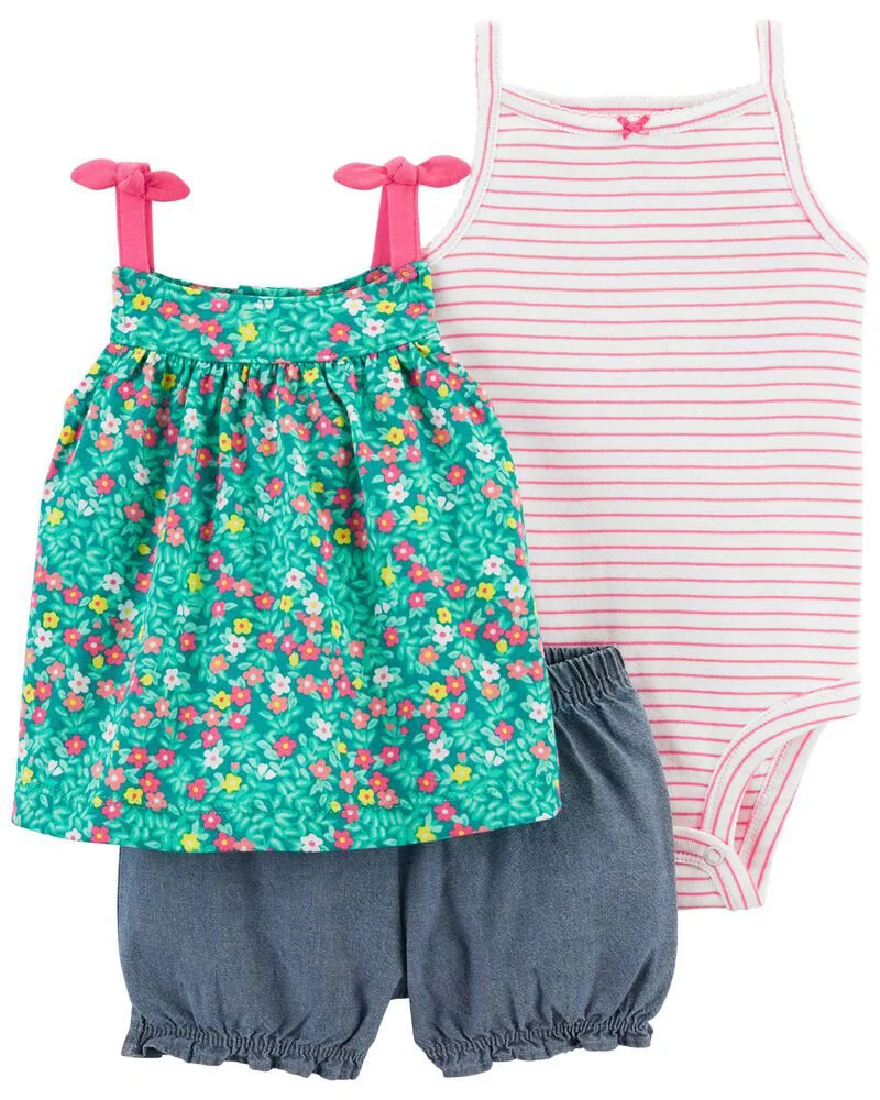 Carter's Set 3 piese Top, body si pantaloni Flori foto