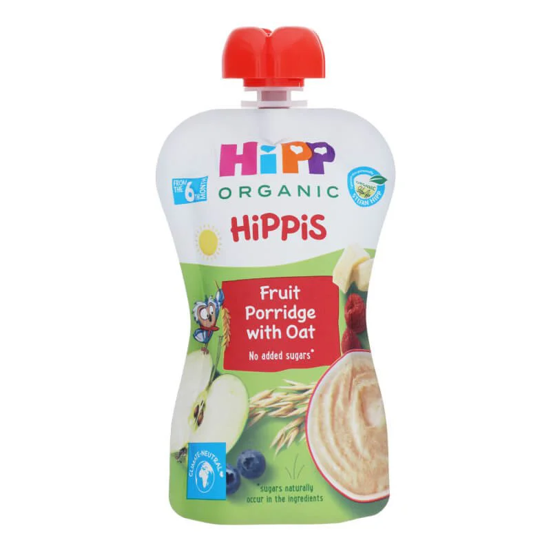 Piure HiPPiS de mere, banane si zmeura cu ovaz (6+ luni), 100 g foto