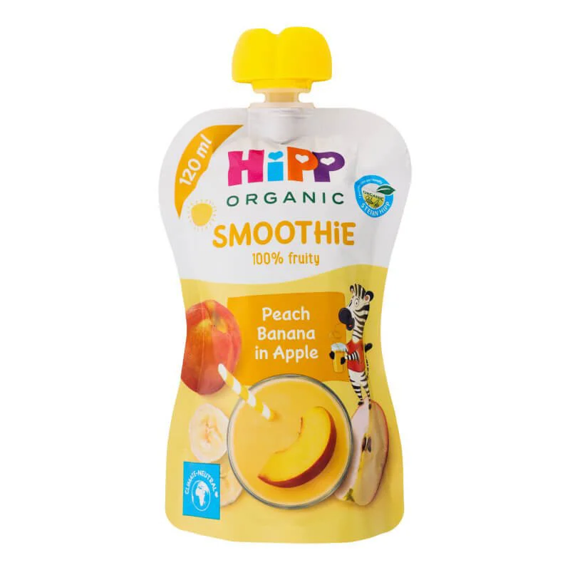 Smoothie HiPPiS de piersici, banane si mere (12+ luni), 120 ml foto