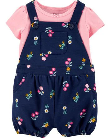Carter's Set 2 piese Flori - tricou si salopeta foto