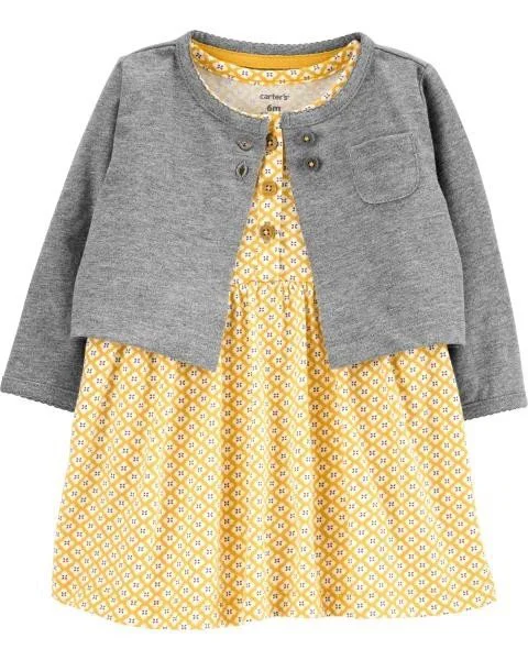 Carter's Set 2 piese Rochita si cardigan gri foto