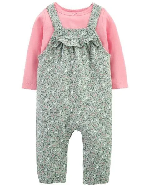 Carter's Set 2 piese Bluza si salopeta Flori