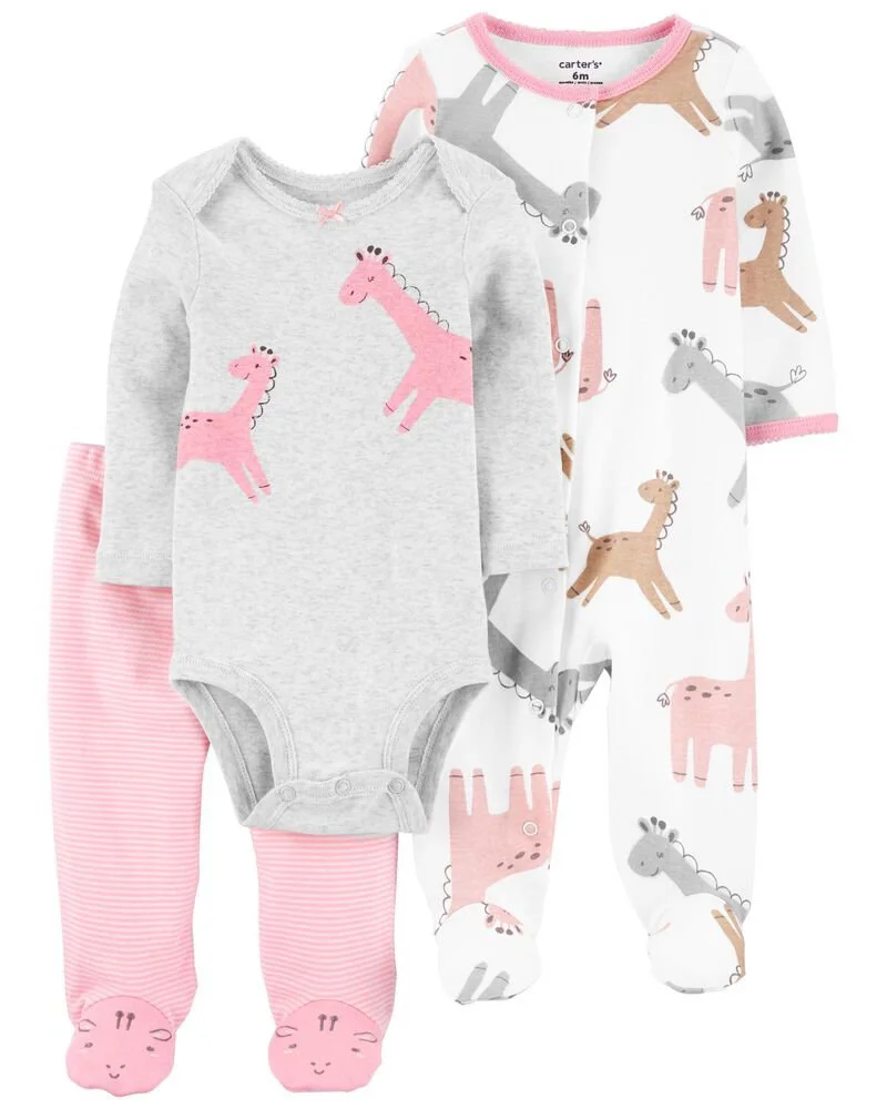 Carter's Set 3 piese Girafa - pijama, body si pantaloni foto