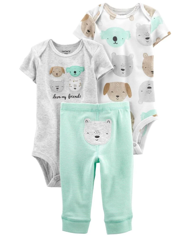 Carter's Set 3 piese Pantaloni si 2 body Animale