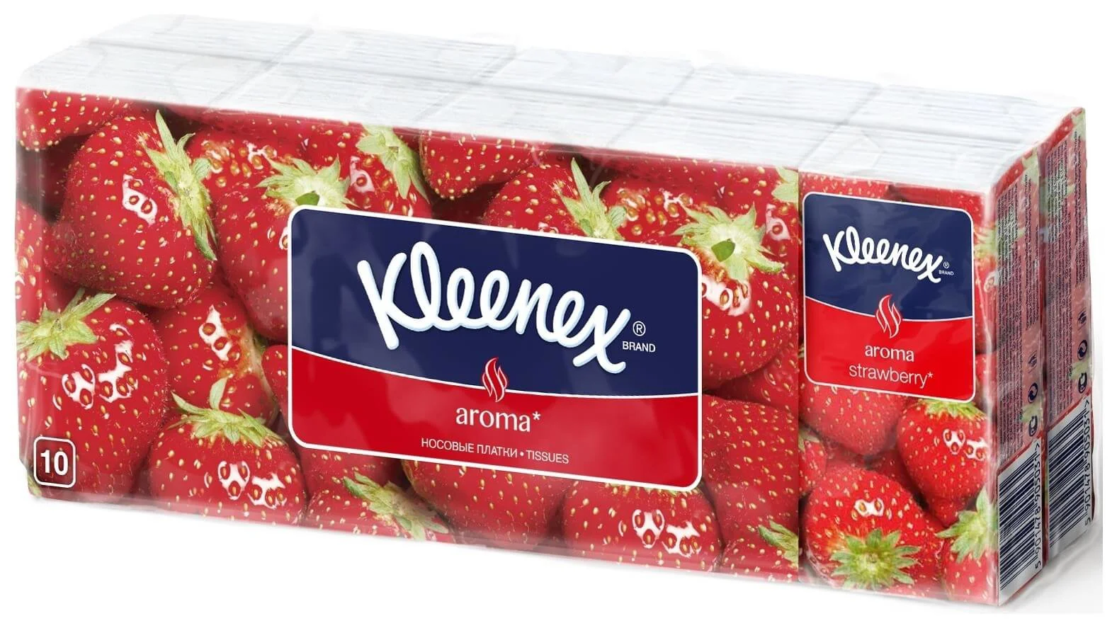 Салфетки Kleenex с ароматом клубники (3 слоя), 10x10 шт.