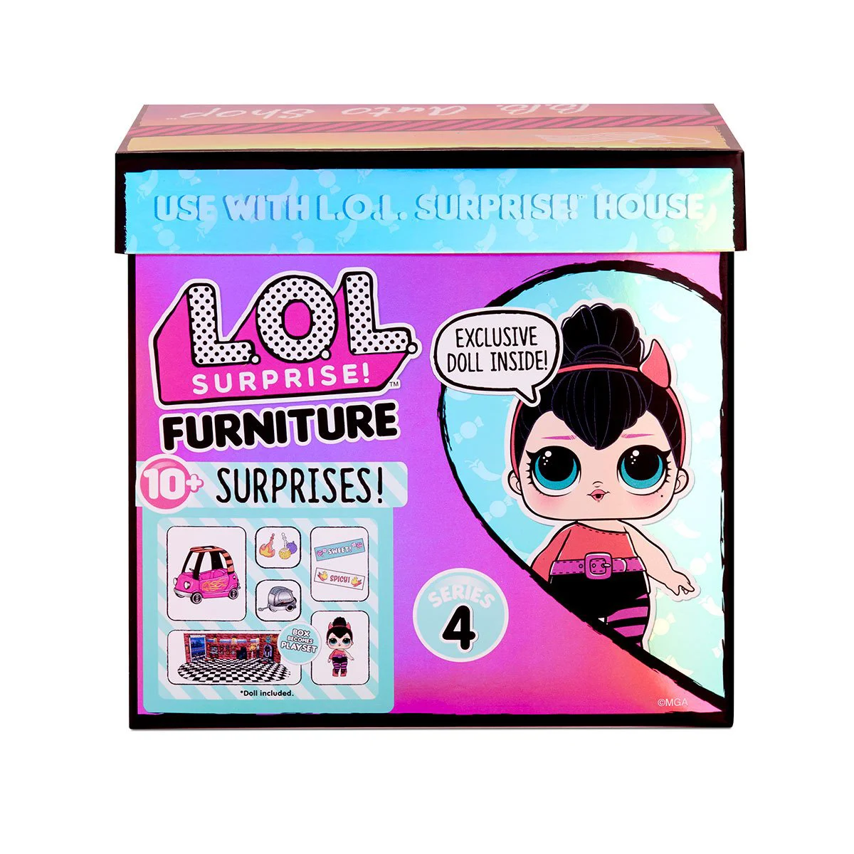 Set mobila cu papusa L.O.L SURPRISE! Furniture Series 4 B.B. Auto Shop & Spice Doll foto