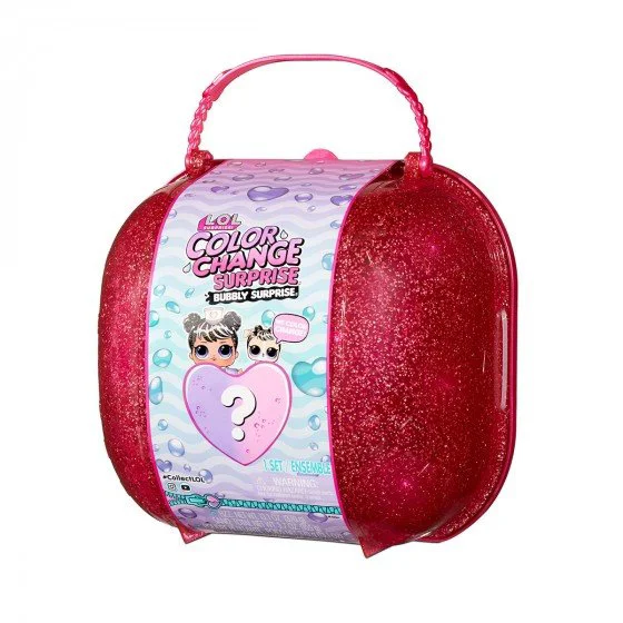 Set de joaca valiza roz cu papusa L.O.L. Surprise! Seria Color Change  Bubbly Surprise foto