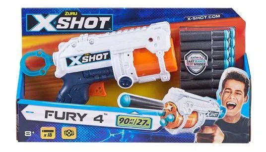 Игрушечный бластер X-Shot Excel Fury 4 Скорострельный 16 патронов