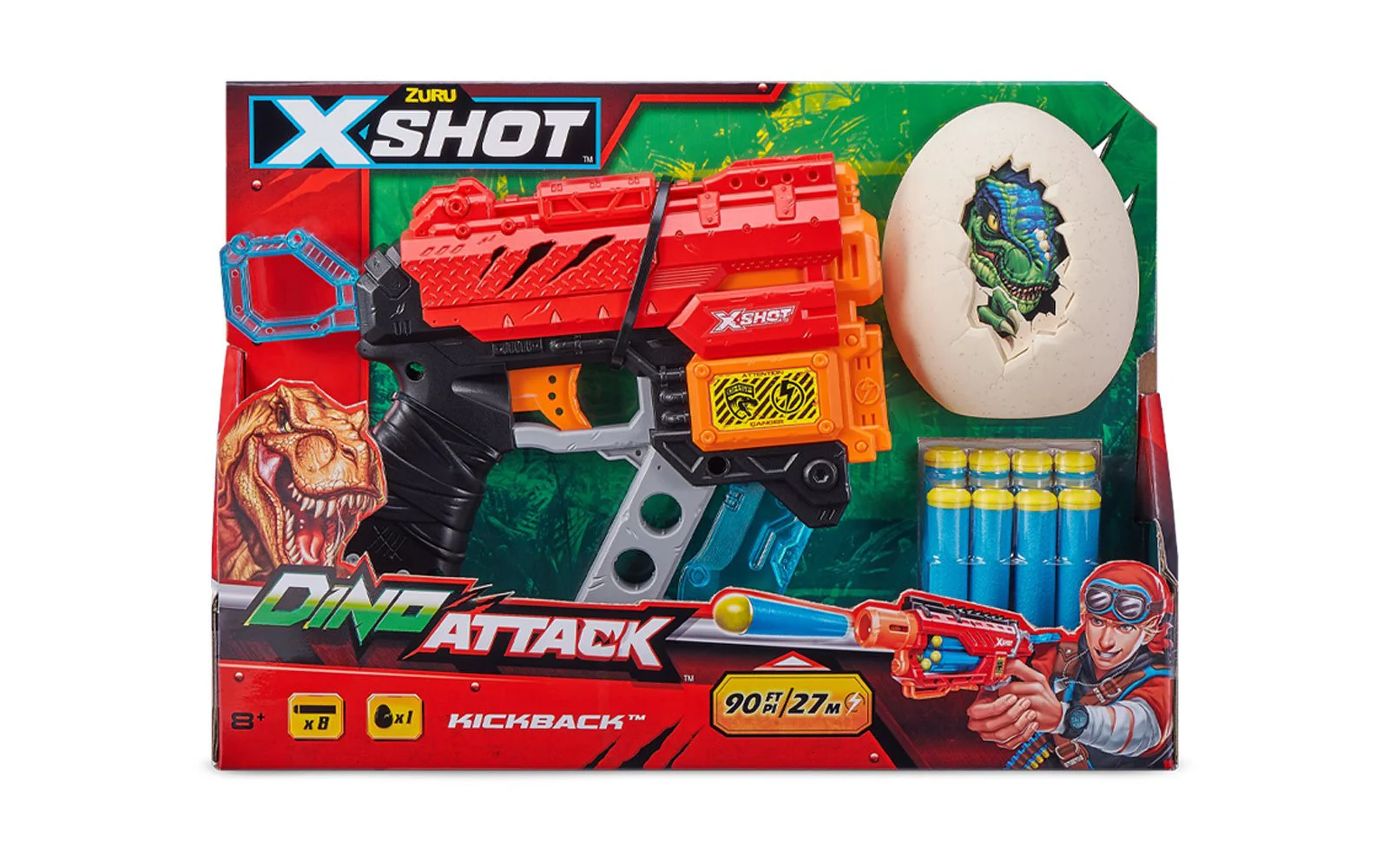 Jucarie Pistol Dino Extinct X-Shot (8 cartuse)