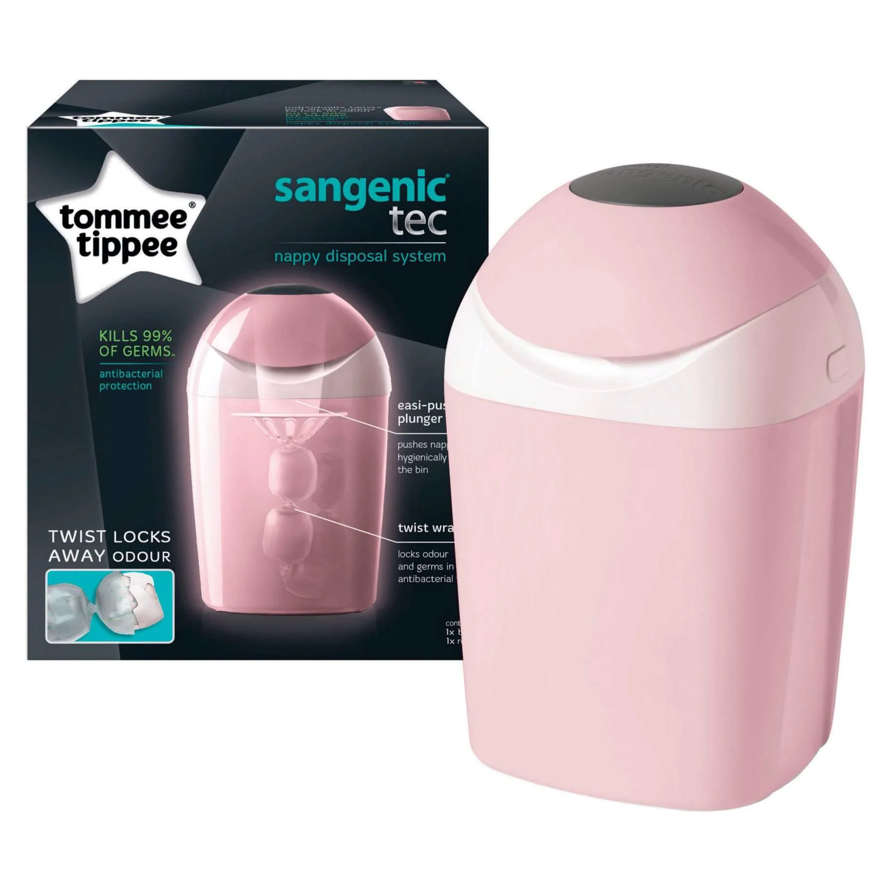 Cos igienic pentru scutece Tommee Tippee Sangenic Roz