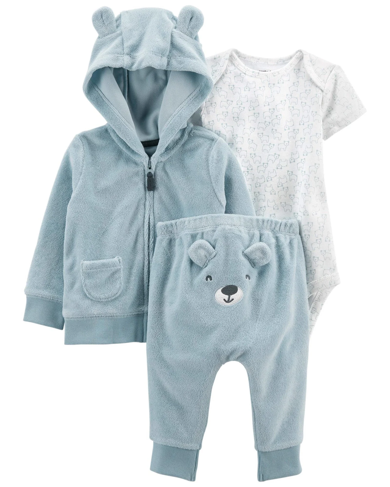Carter's Set 3 piese Hanorac, body si pantaloni Ursulet albastru foto