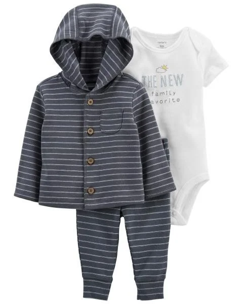 Carter's Set 3 piese Cardigan, body si pantaloni cu dungi foto