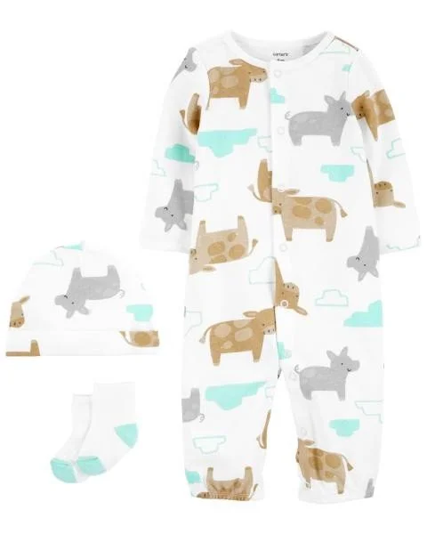 Carter's Set 3 piese Pijama convertibila, caciulita si sosete Animale foto