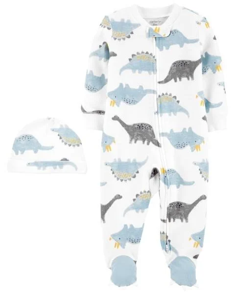 Carter's Set 2 piese Dinozauri Pijama si caciulita foto