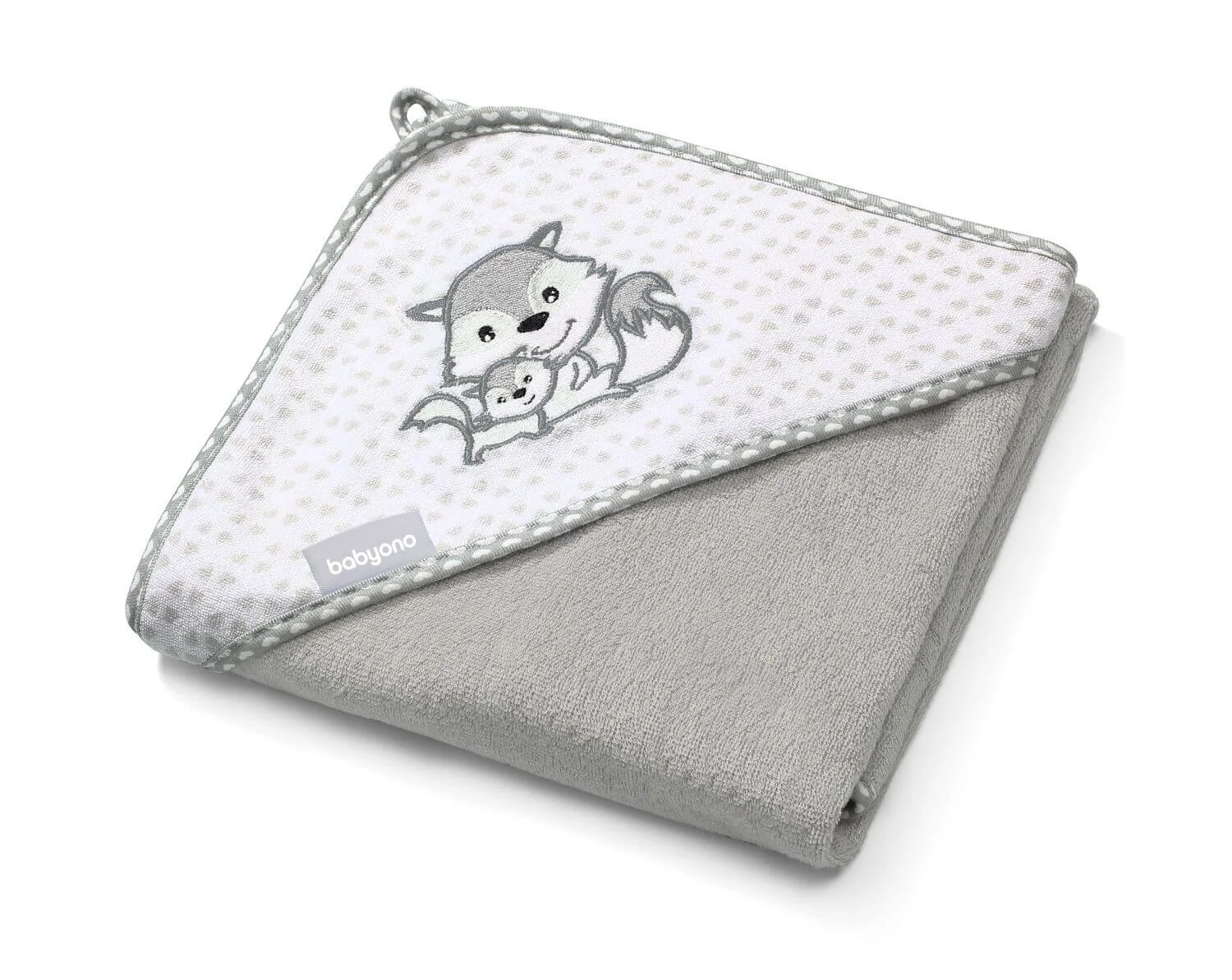 image for Полотенце BabyOno бамбуковое с капюшоном Серое, 100x100 см foto