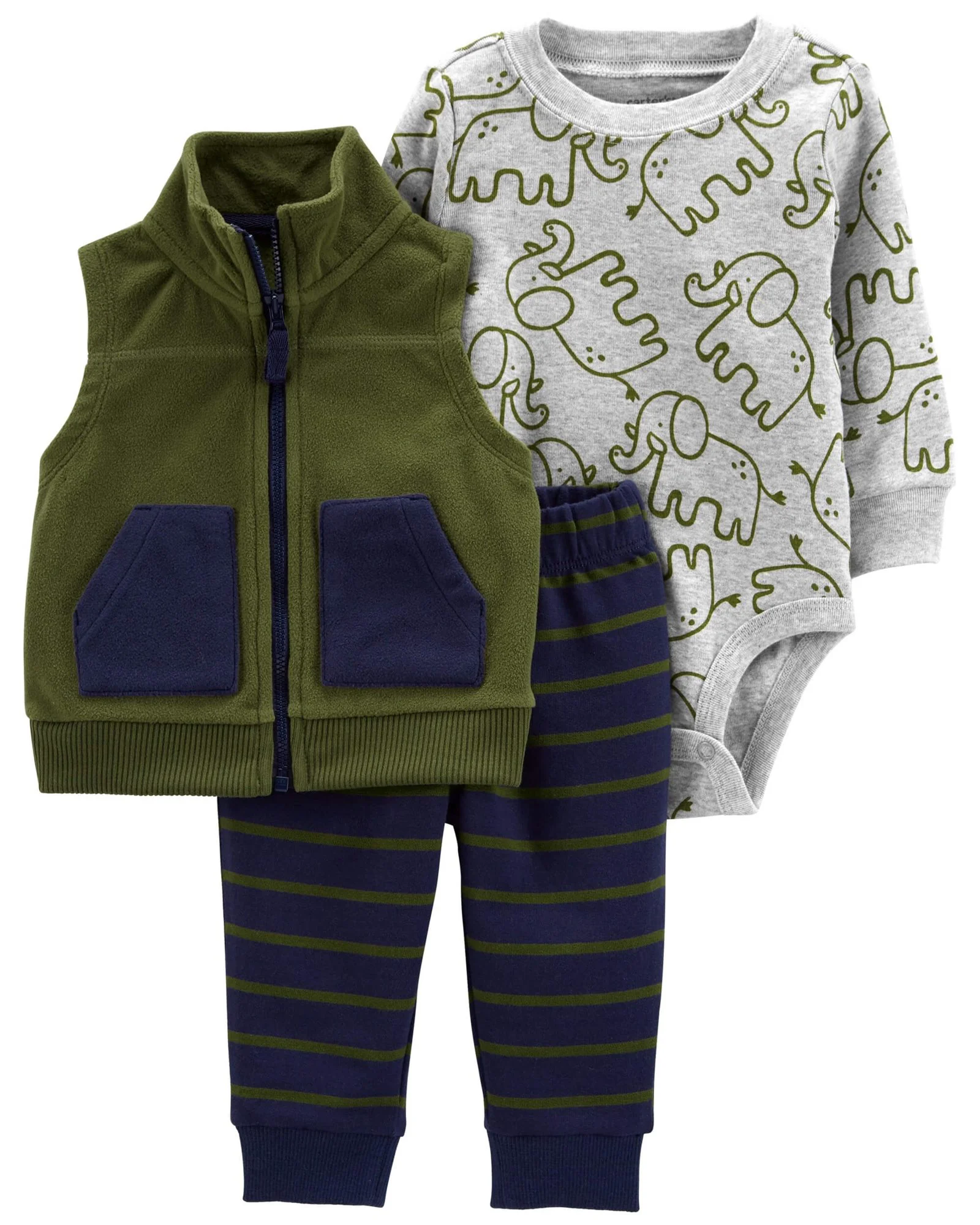 Carter's Set 3 piese Vesta, body si pantaloni Elefant