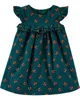 Carter's Rochie de catifea cu volanase si flori foto