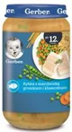 Piure Gerber Junior Peste cu morcov, mazare si paste (12+ luni), 250 g