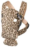 Marsupiu anatomic BabyBjorn Mini Beige/Leopard cu pozitii multiple de purtare, bumbac