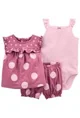 Carter's Set 3 piese Tricou, body si pantaloni scurti Buline foto