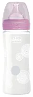 Biberon din sticla Chicco Girl cu tetina din silicon, 240 ml foto