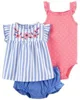 Carter's Set 3 piese Body, tricou si pantaloni scurti Flori foto