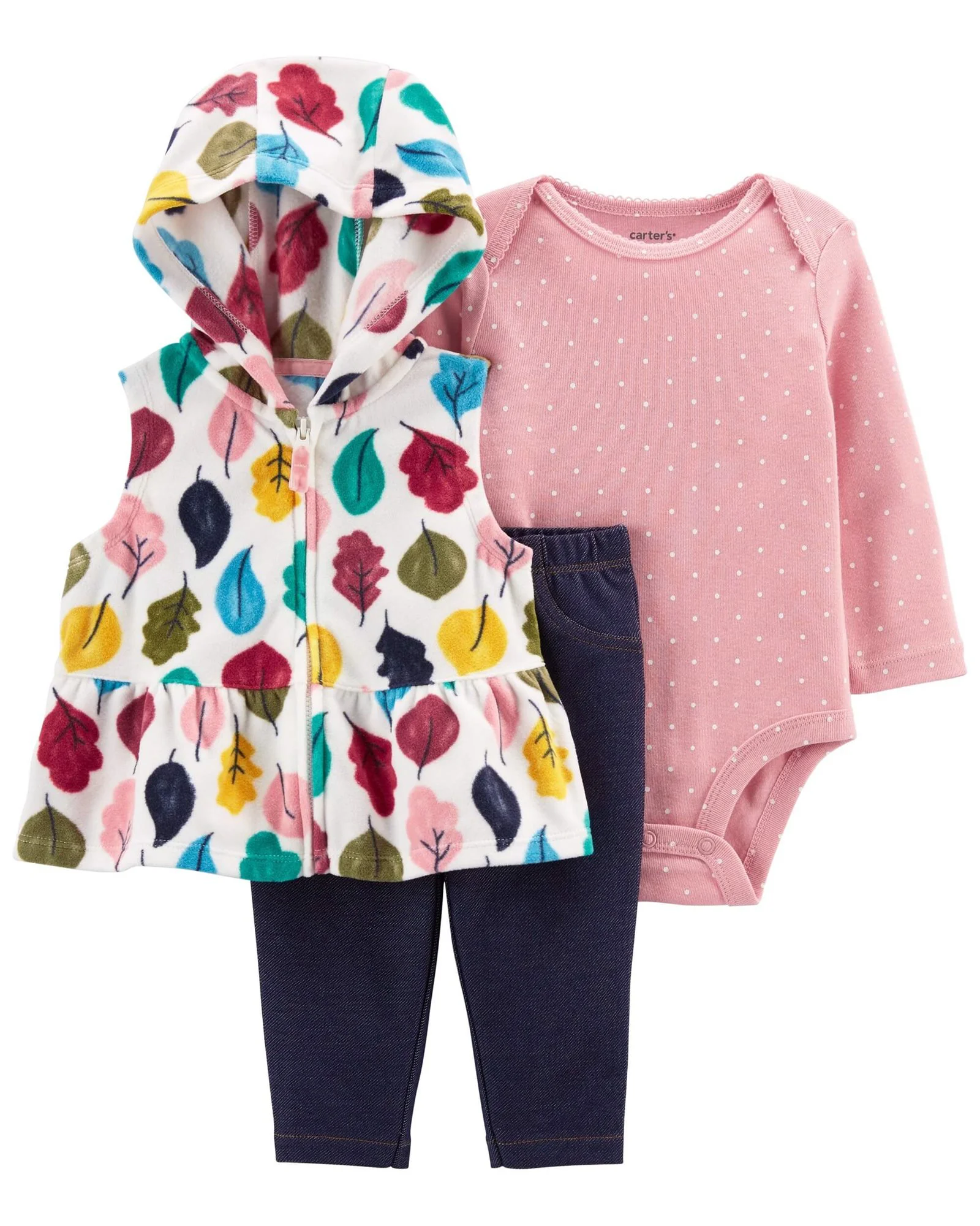 Carter's Set 3 piese Vesta, body si pantaloni Frunze foto
