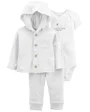 Carter's Set 3 piese Cardigan, body si pantaloni Gri