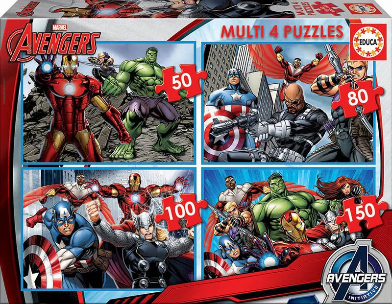 Puzzle Educa Multi 4 Avengers, 50+80+100+150 piese foto