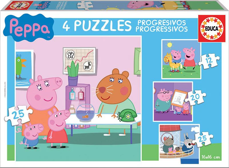 Puzzle Educa Peppa Pig 12+16+20+25 piese foto