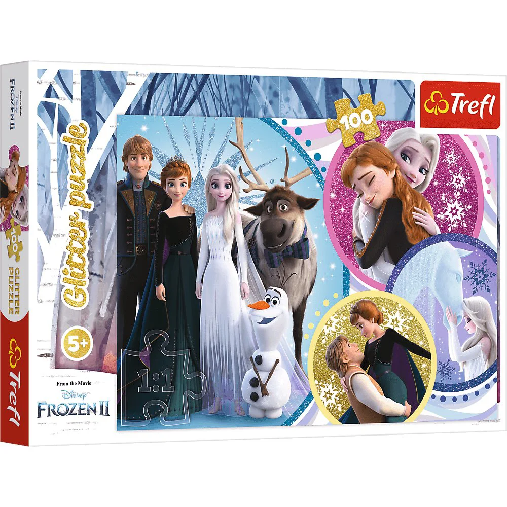 Puzzle Trefl 100 Glitter In the glow of love / Disney Frozen 2, 100 piese foto