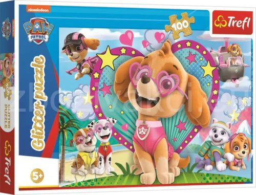 Puzzle Trefl 100 Glitter In the glow of Skye / Viacom Paw Patrol, 100 piese foto