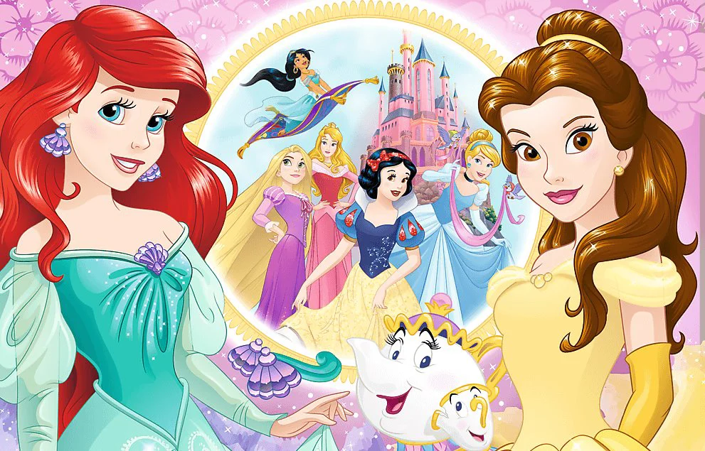 Puzzle Trefl 100 Glitter Memories of Bella and Ariel / Disney Princess, 100 piese foto
