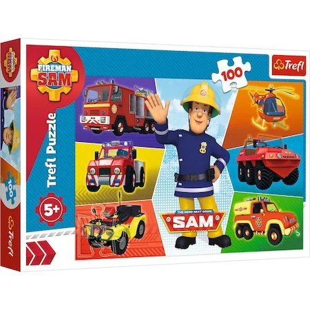 Puzzle Trefl Sam's vehicles / Prism A&D Fireman Sam, 100 piese foto