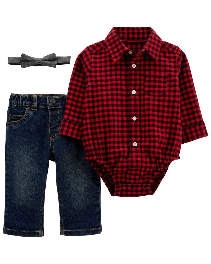 Carter's Set 3 piese Pantaloni, papion si body tip camasa foto