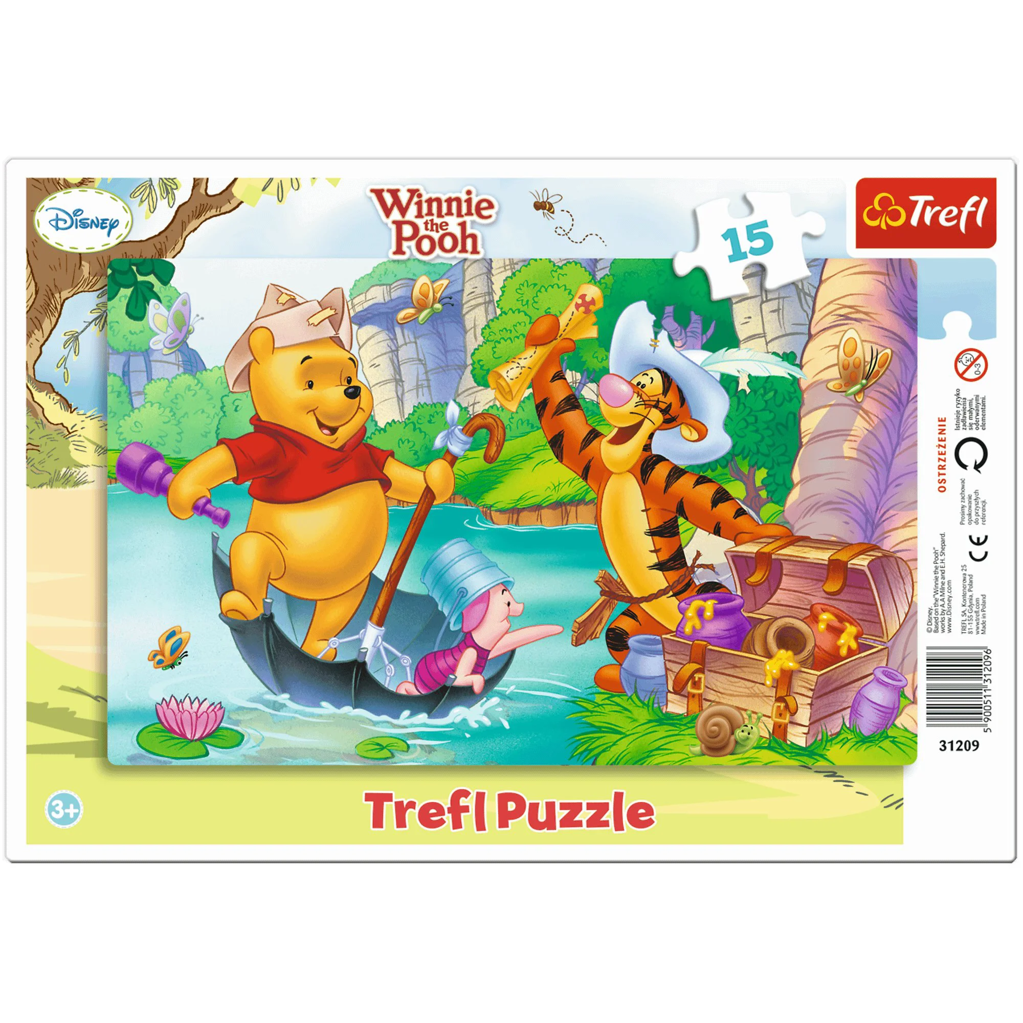Puzzle Trefl 15 frame / Treasure hunting / Disney winnie the pooh, 15 piese foto
