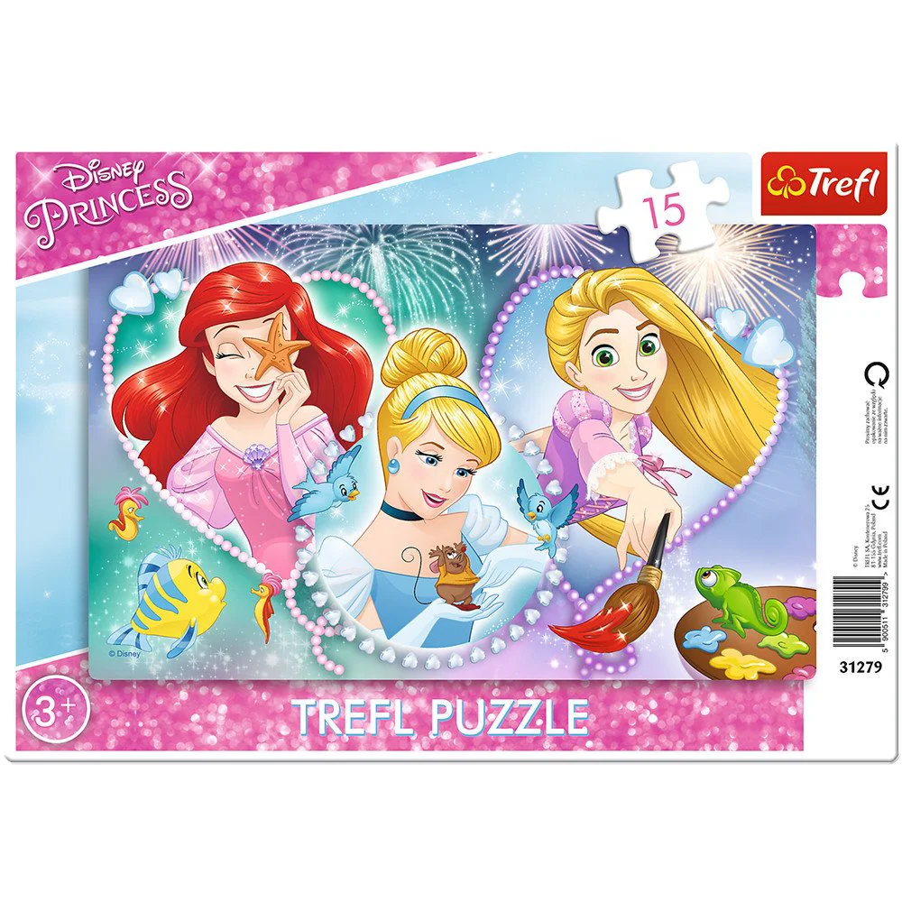 Puzzle Trefl 15 Frame / Three smiling princesses / Disney princess, 15 piese foto