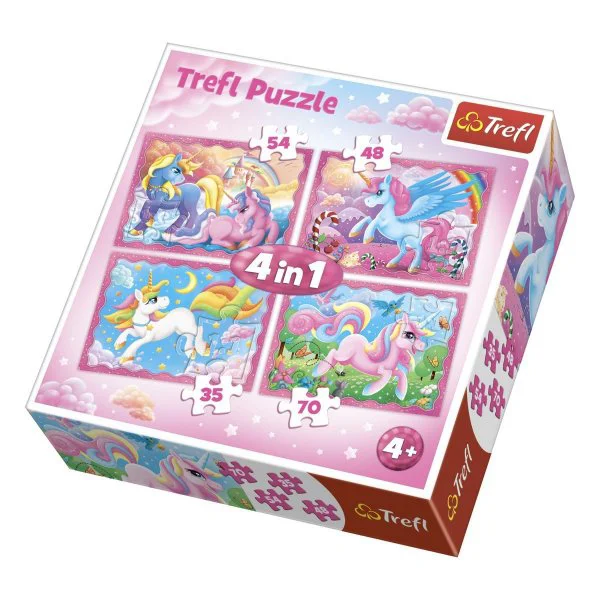 Puzzle Trefl 4in1 / The magical world of unicorns, 35,48,54,70 piese foto