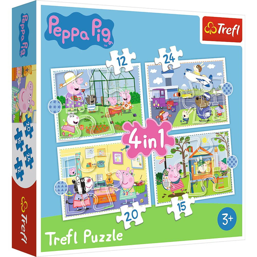 Puzzle Trefl 4in1 / Holiday reccolection / Peppa pig, 12/15/20/24 piese foto