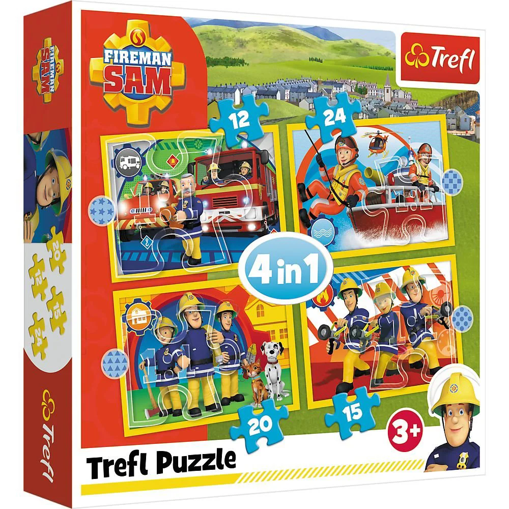 Puzzle Trefl 4in1 / Helpful fireman Sam / Prism A&D fireman Sam, 12/15/20/24 piese foto