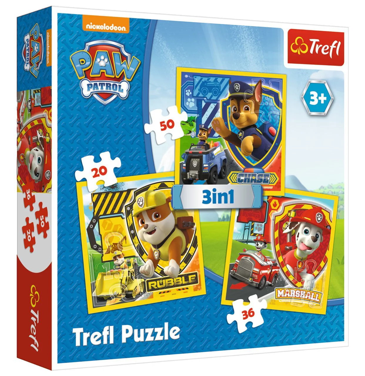 Puzzle Trefl 3 in 1 / Marshall, Rubble and Chase / Viacom paw patrol, 20/36/50 piese foto
