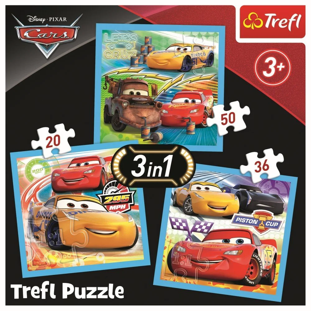 Puzzle Trefl 3 in 1 / Preparations for the race / Disney cars 3, 20/36/50 piese foto